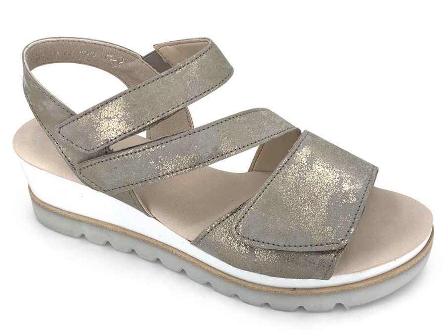 Sling-Back GABOR | Gabor 4.640 Lala Platform Wedge Sandal Metallic