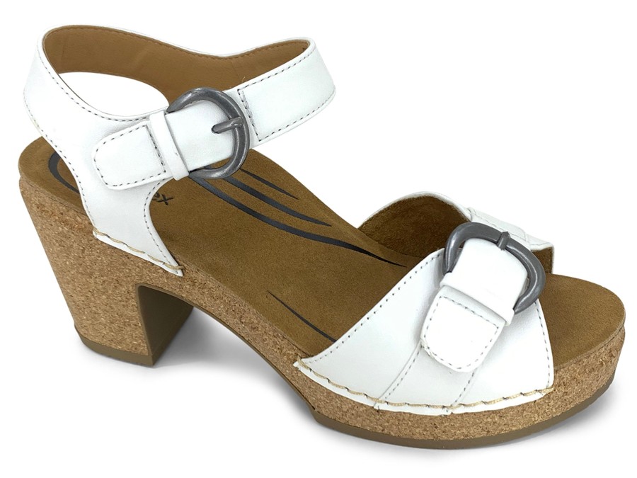 Sling-Back AETREX | Aetrex Tory Quarter Strap Heel White