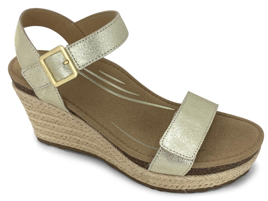 Sling-Back AETREX | Aetrex Sydney Quarter Strap Sandal Champagne