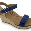 Sling-Back AETREX | Aetrex Sydney Quarter Strap Wedge Sandal Blue