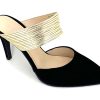 Slides BRENDA ZARO | Brenda Zaro T3574 Diane Heel Gold Black