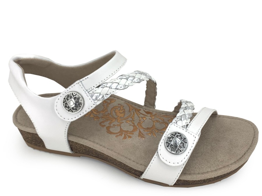 Sling-Back AETREX | Aetrex Jillian Quarter Strap Sandal White