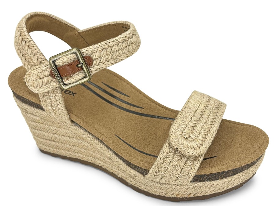 Espadrille AETREX | Aetrex Sydney Quarter Strap Espadrille Wedge Natural