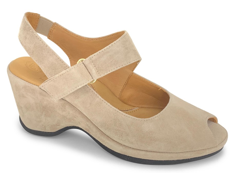 Sling-Back L'AMOUR DES PIEDS | L'Amour Des Pieds Onella Peep-Toe Wedge Taupe