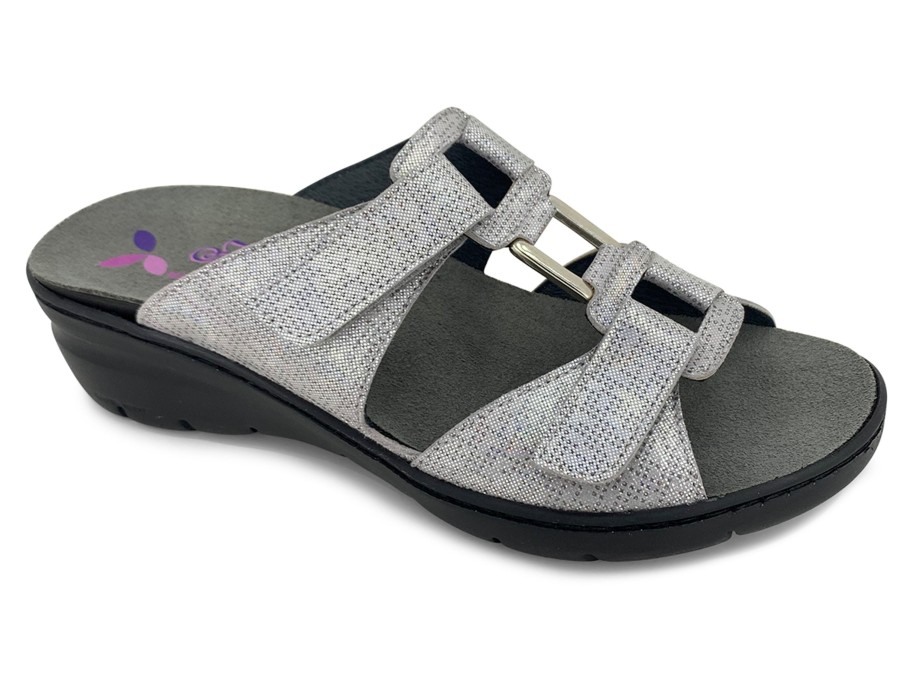 Slides HELLE COMFORT | Helle Comfort Aria Slide Sandal Glaze Silver