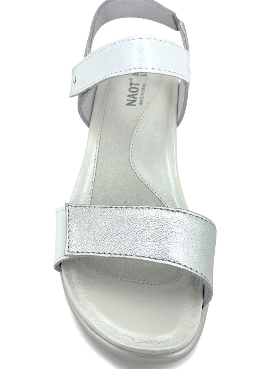 Sling-Back NAOT | Naot Extant Quarter Strap Heel Silver White Silver/White