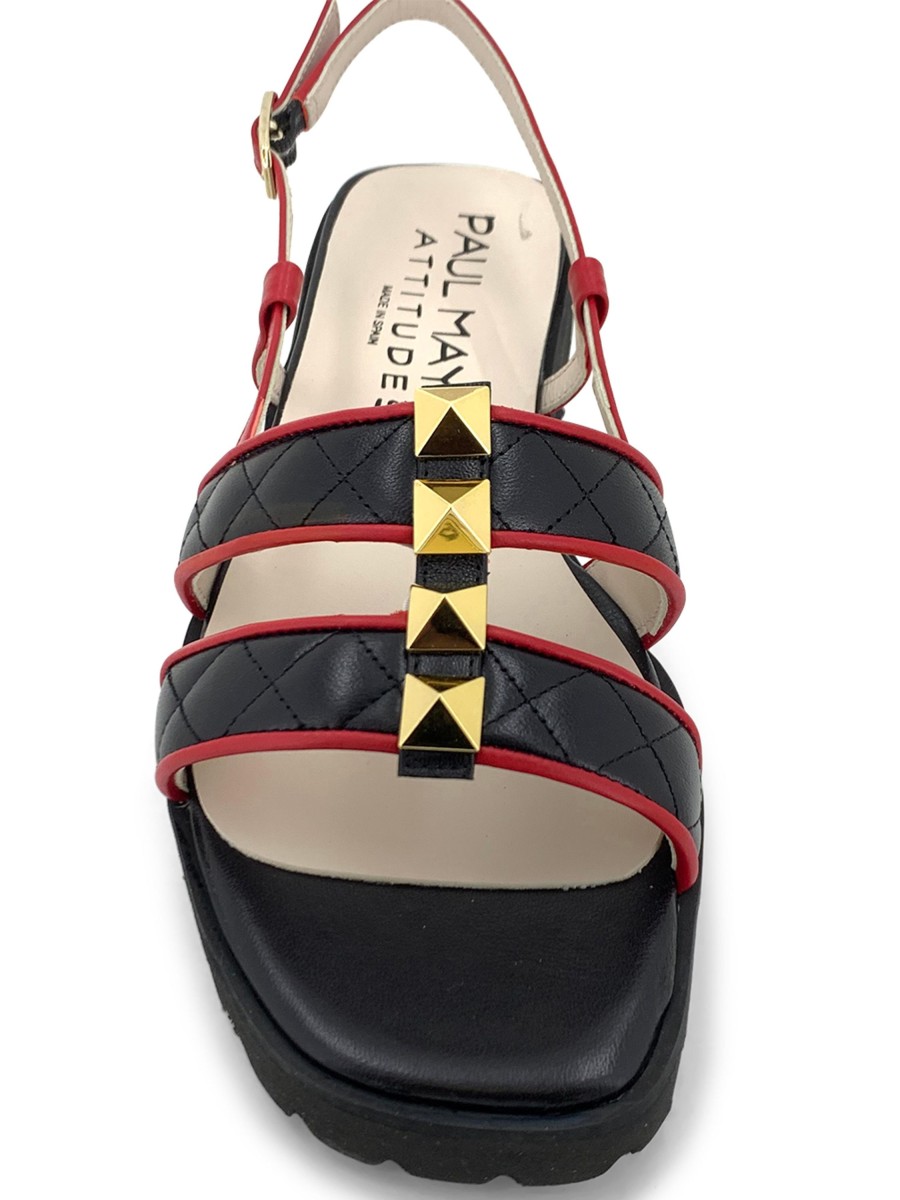 Sling-Back PAUL MAYER | Paul Mayer Proud Sling-Back Sandal Black Red Black/Red